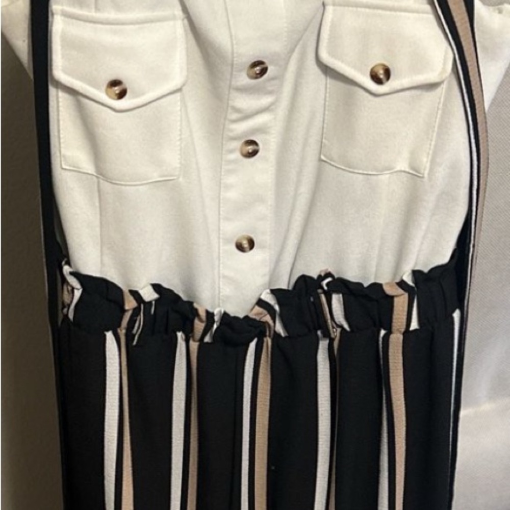 Striped Black and White jumper with Buttons